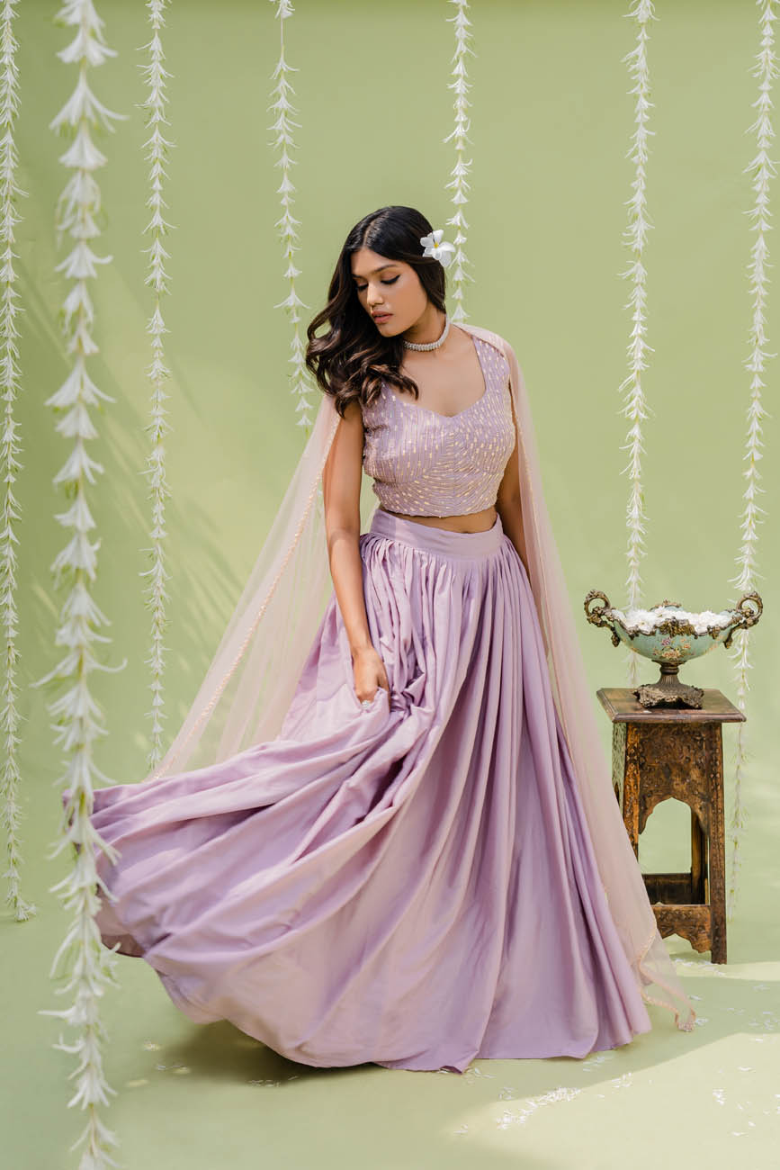 Embroidery Lilac Lehenga